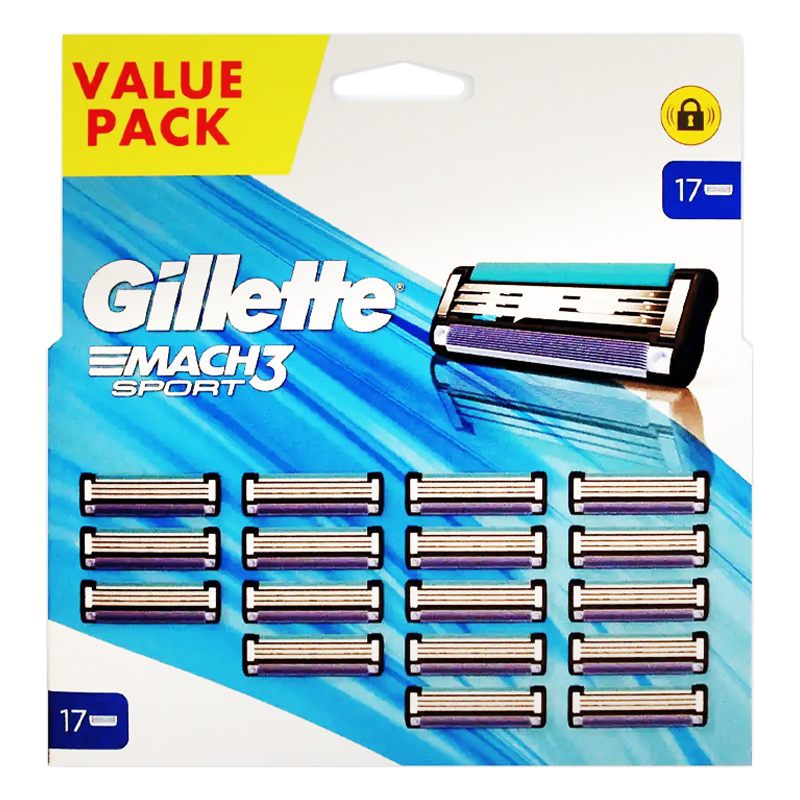 GILLETTE MACH 3 SPORT Testine di ricambio rasoio 3 lame - 17 pz