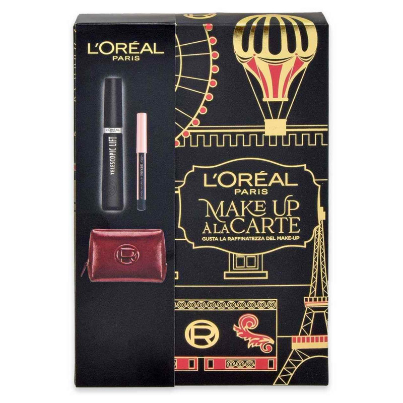 Cofanetto donna L'OREAL mascara Telescopic Lift + mini matita occhi Paradise Le Khôl Naturel + maxi pochette - immagine 2