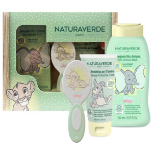 Cofanetto bimbi NATURAVERDE BABY DISNEY detergente corpo & capelli 200ml + crema protettiva cambio 100ml + spazzolina capelli