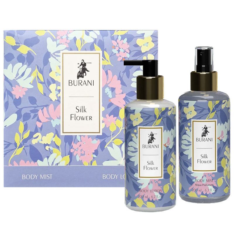 Cofanetto donna BURANI SILK FLOWER acqua corpo 200ml + body lotion 200ml