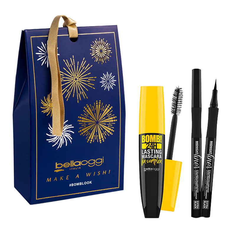 Cofanetto make-up BELLAOGGI #BOMBLOOK mascara volume 16ml + eyeliner calligrafico 1ml