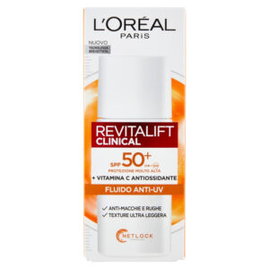 L'OREAL Paris Revitalift Clinical fluido Anti-UV con vitamina C antimacchie e rughe viso SPF 50+ 50ml
