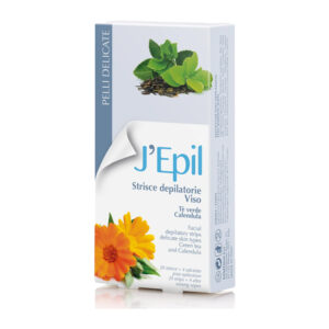 J'EPIL Strisce depilatorie VISO per pelli delicate Tè verde e Calendula -20 pz