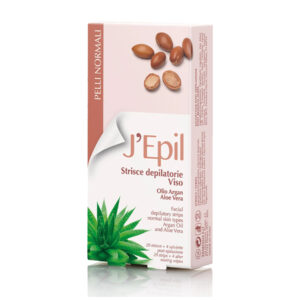 J’EPIL Strisce depilatorie VISO per pelli normali Olio di Argan e Aloe Vera -20 pz