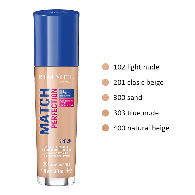 RIMMEL MATCH PERFECTION Fondotinta liquido viso SPF20 30ml