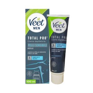 VEET MEN Total Pro Crema depilatoria per ascelle PELLI SENSIBILI con applicatore arrotondato 100ml