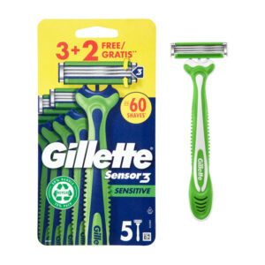 GILLETTE SENSOR 3 SENSITIVE rasoio tre lame monouso per barba -5pz