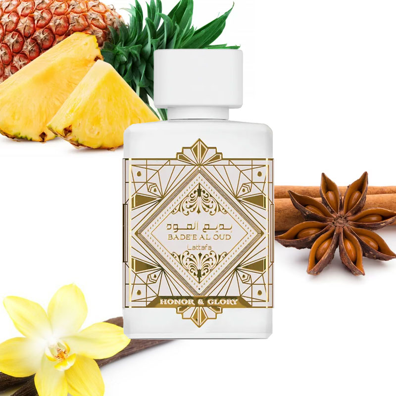 Cofanetto unisex LATTAFA PERFUMES BADE'E AL OUD HONOR & GLORY edp 100ml + deodorante corpo 200ml + deodorante ambiente 300ml - immagine 2