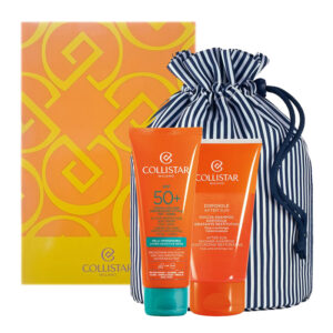 Cofanetto COLLISTAR LIVING SUN crema solare SPF50+ viso e corpo 100ml + doccia-shampoo doposole 150ml + pochette