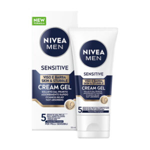 NIVEA MEN SENSITIVE Cream gel viso e barba uomo per pelli sensibili skin & stubble 50ml