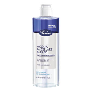 VENUS Acqua Micellare Bi-Fase struccante trucco waterproof viso 400ml
