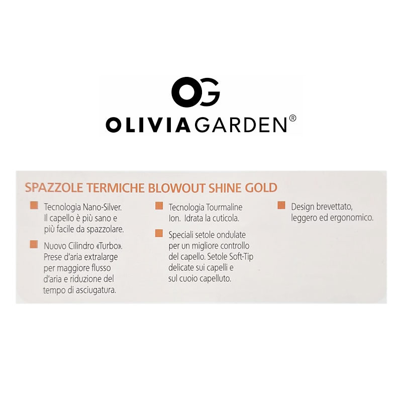 OLIVIA GARDEN BLOWOUT SHINE GOLD Spazzola termica capelli setole ondulate - immagine 3