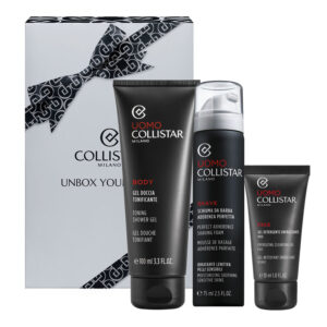 Cofanetto uomo COLLISTAR LINEA UOMO gel doccia 100ml + schiuma da barba 75ml + gel detergente viso 30ml