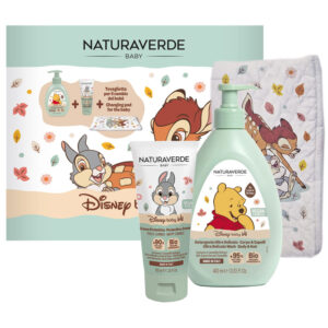 Cofanetto bimbi NATURAVERDE BABY DISNEY detergente corpo e capelli 250ml + crema protettiva cambio 100ml + tappetino cambio