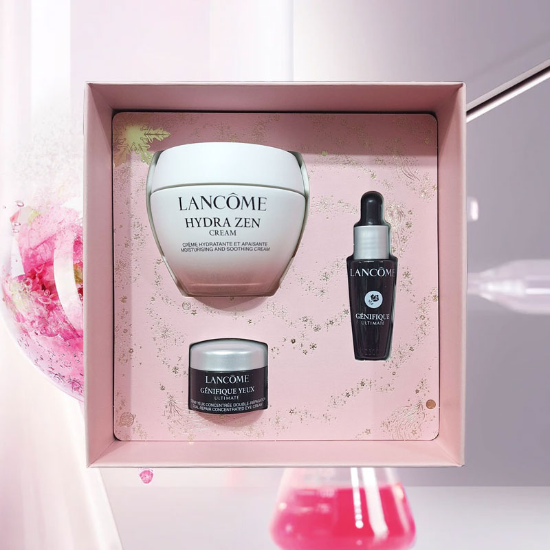 Cofanetto donna LANCÔME crema viso Hydra Zen 50ml + siero viso Génifique Ultimate 10ml + crema contorno occhi Génifique Yeux 5ml - immagine 2