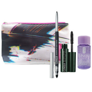 Cofanetto donna CLINIQUE struccante occhi e labbra 30ml + matita occhi automatica + mascara High Impact 3,5ml + pochette
