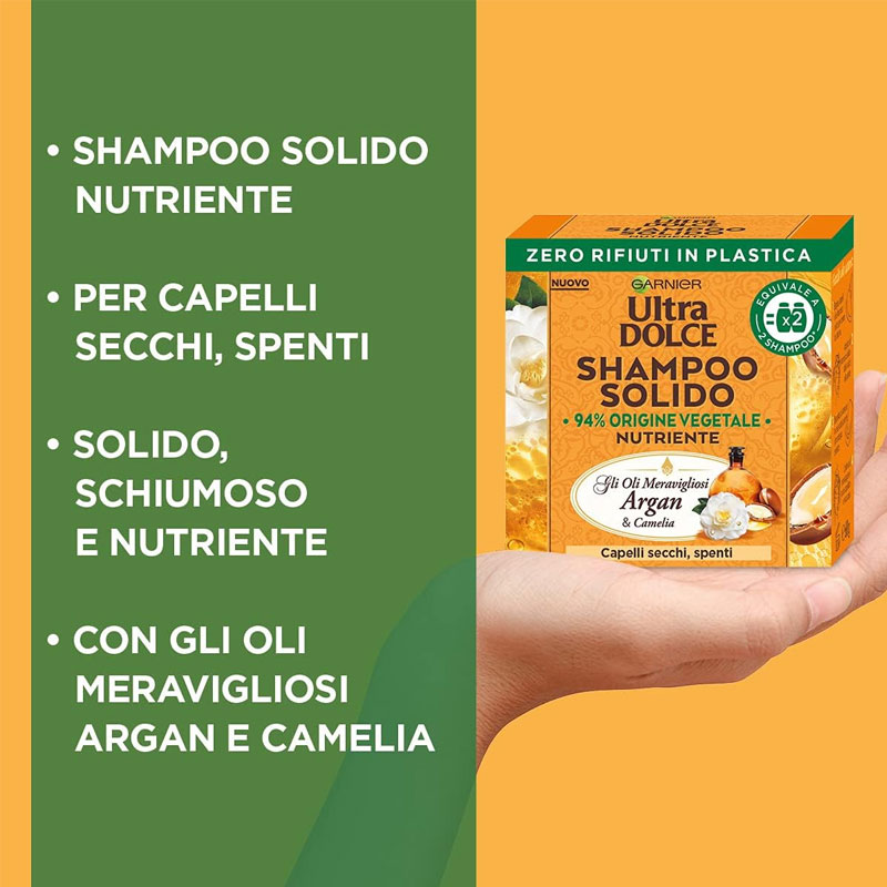GARNIER Shampoo solido nutriente per capelli secchi e spenti 60g - immagine 2