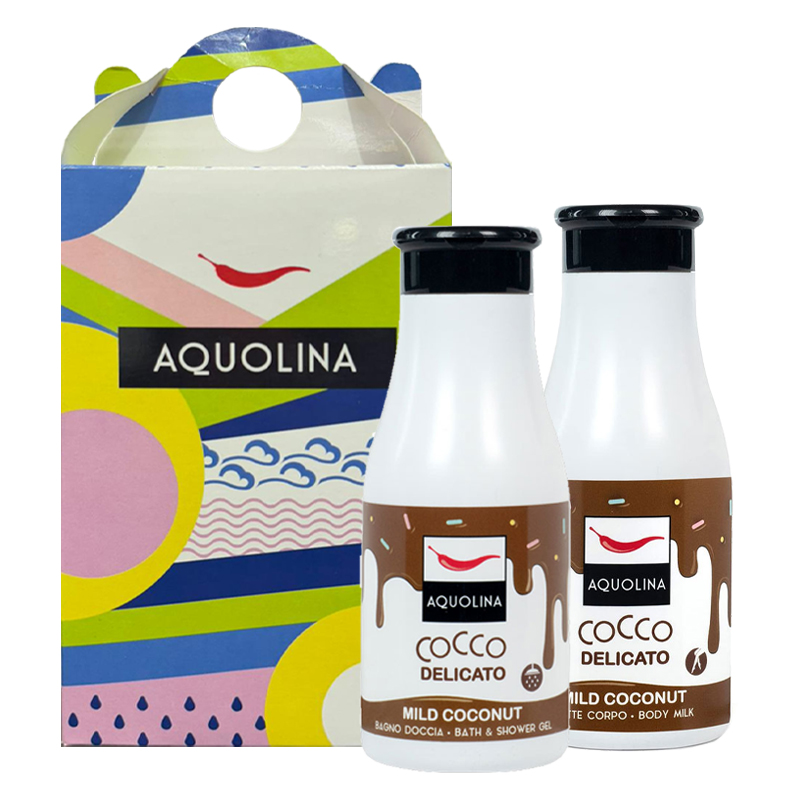 Cofanetto donna AQUOLINA bagno doccia 250ml + crema corpo 250ml – cocco delicato