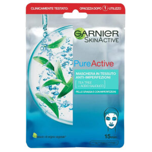 GARNIER SKIN ACTIVE PURE ACTIVE SHEET MASK Maschera viso in tessuto opacizzante anti-imperfezioni