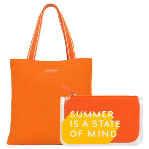 LANCASTER Borsa mare in tessuto + beauty