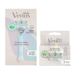 GILLETTE VENUS PELI E PELLE DELLA ZONA INTIMA Rasoio 5 lame + lame di ricambio