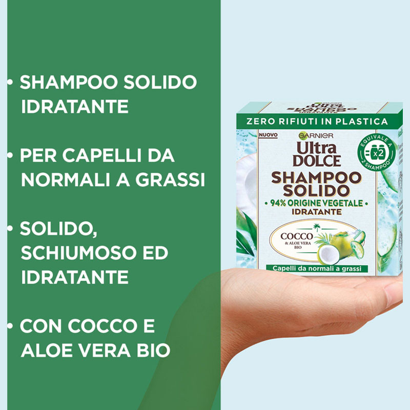 GARNIER Shampoo solido idratante per capelli da normali a grassi 60g - immagine 2