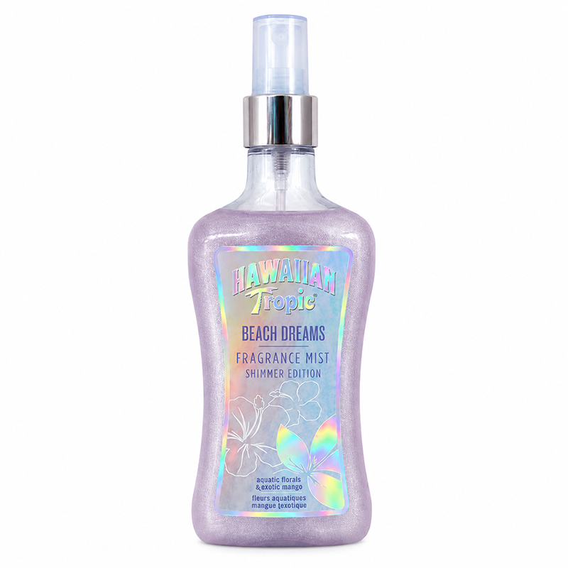 HAWAIIAN TROPIC BEACH DREAMS Acqua profumata glitterata 250ml – aquatic florals & exotic mango