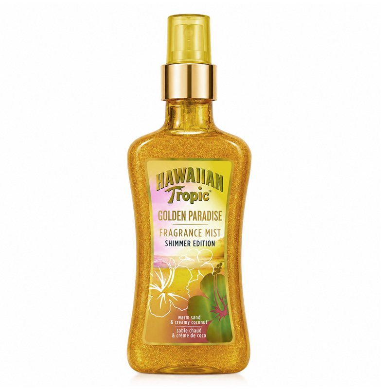 HAWAIIAN TROPIC GOLDEN PARADISE Acqua profumata glitterata 250ml - warm sand & creamy coconut